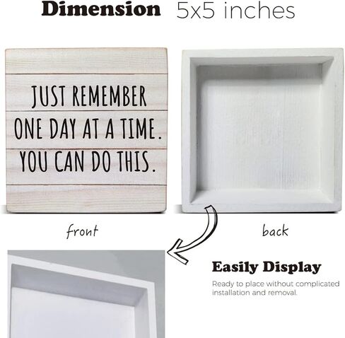 فقط تذكر يومًا واحدًا في كل مرة، لافتة صندوق خشبي لديكور المكتب، علامة صندوق خشبي ملهمة اقتباس لتزيين طاولة رف المكتب المنزلي، 5 × 5 بوصة in Kuwait