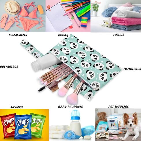 visesunny Cute Bulldog Bowknot 2Pcs Wet Bag with 2 Zippered Pockets Snap Handle Washable Reusable Roomy for Travel,Beach,Pool,Daycare,Stroller,Diapers,Dirty Gym Clothes, Wet Swimsuits, Toiletries in Saudi Arabia