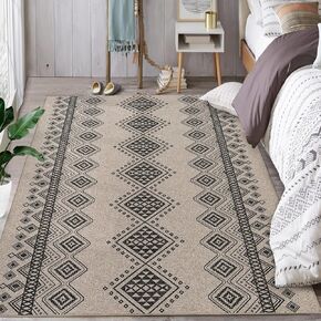 سجادة Haperlare Runner مقاس 2 × 6 سجادة منطقة هندسية بوهو سهلة سجادة الردهة من الجوت غير قابلة للانزلاق سجادة أرضية داخلية قابلة للغسل في الغسالة سجادة منطقة المزرعة للمطبخ وغرفة الغسيل وغرفة الضيوف، القهوة، 2 × 6 أقدام in Kuwait