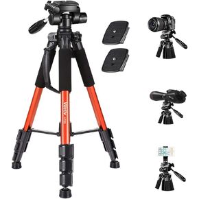 حامل ثلاثي من الألومنيوم مقاس 65 بوصة من Victiv للكاميرا، حامل ثلاثي للهاتف مدمج وخفيف الوزن يحمل ما يصل إلى 8.8 رطل بالإضافة إلى حامل الهاتف ولوحة تحرير سريعة إضافية للسفر والعمل in Kuwait