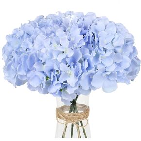 Exoment Silk Hydrangea Heads with Stems,Ivory White Artificial Flower Heads DIY Wedding Centerpiece Home Party Baby Shower Decor (10, Ivory White) in Kuwait