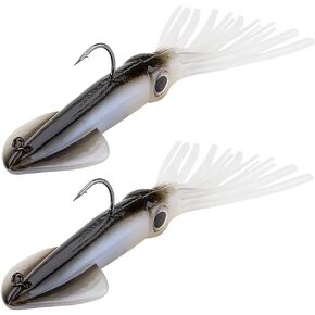 QualyQualy Fishing 2pcs مضيئة الحبار السحر التنانير تهزهز الصيد الأخطبوط التنانير الطعم عدة مع هوك للمياه المالحة سمك السلمون المرقط باس لينة الصيد الحبار السحر الأخطبوط تهزهز 1.25oz (35g) ABC D E F
