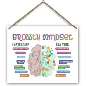 عقلية النمو هدايا عالم النفس المدرسي ديكور الفصول الدراسية الصحة العقلية هدية العلاج مكتب العلاج ديكور خشبي علامة معلقة، جدار الفن للمنزل مستشار مكتب الحضانة دراسة غرفة نوم الباب -47 in Kuwait