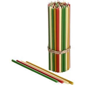 Danilovo Pure Beeswax Candles - No-Drip, Smoke-Less, Tall, Thin Taper Candles – Decorative Candles for Church Prayer, Decor or Birthday Candles – Honey Scented Candles – 6.5"x0.22"(4 Colors, 60 pcs)