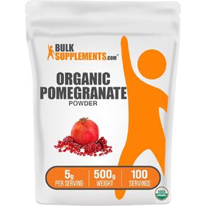 BULKSUPPLEMENTS.COM مسحوق الرمان العضوي - مكمل الرمان لدعم المناعة، مسحوق الرمان العضوي - عضوي، خالي من الغلوتين، وبدون إضافة سكر، 5 جرام لكل وجبة، 250 جرام (8.8 أونصة) in Kuwait