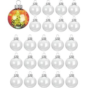 Sinocreate 24 Pack Clear Christmas Hanging Ornament Ball with Rope 2.36inch DIY Christmas Fillable Clear Balls Christmas Hanging Ornaments for Christmas Tree Decor in Saudi Arabia