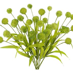 12Pcs Artificial Craspedia Billy Balls Flowers Faux Thistle Globe Echinops Bouquet Plastic Floral for Wedding Flower Arrangements DIY Centerpieces Home Décor Coffee