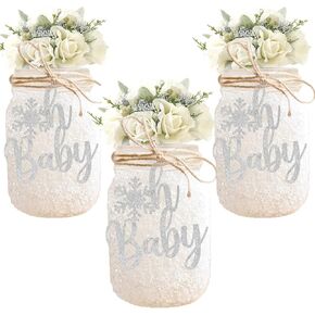 Winter Silver Baby Tags Snowflake Welcome Baby Shower Label Party Packs Jar Decoration 24PCS in Saudi Arabia