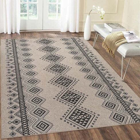 سجادة Haperlare Runner مقاس 2 × 6 سجادة منطقة هندسية بوهو سهلة سجادة الردهة من الجوت غير قابلة للانزلاق سجادة أرضية داخلية قابلة للغسل في الغسالة سجادة منطقة المزرعة للمطبخ وغرفة الغسيل وغرفة الضيوف، القهوة، 2 × 6 أقدام in Kuwait