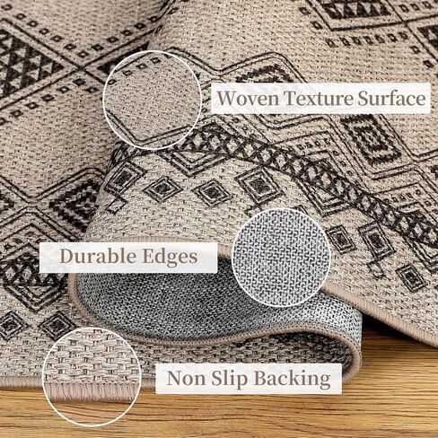 سجادة Haperlare Runner مقاس 2 × 6 سجادة منطقة هندسية بوهو سهلة سجادة الردهة من الجوت غير قابلة للانزلاق سجادة أرضية داخلية قابلة للغسل في الغسالة سجادة منطقة المزرعة للمطبخ وغرفة الغسيل وغرفة الضيوف، القهوة، 2 × 6 أقدام in Kuwait
