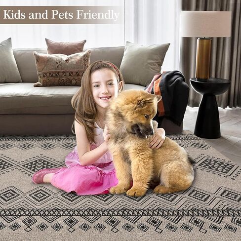 سجادة Haperlare Runner مقاس 2 × 6 سجادة منطقة هندسية بوهو سهلة سجادة الردهة من الجوت غير قابلة للانزلاق سجادة أرضية داخلية قابلة للغسل في الغسالة سجادة منطقة المزرعة للمطبخ وغرفة الغسيل وغرفة الضيوف، القهوة، 2 × 6 أقدام in Kuwait