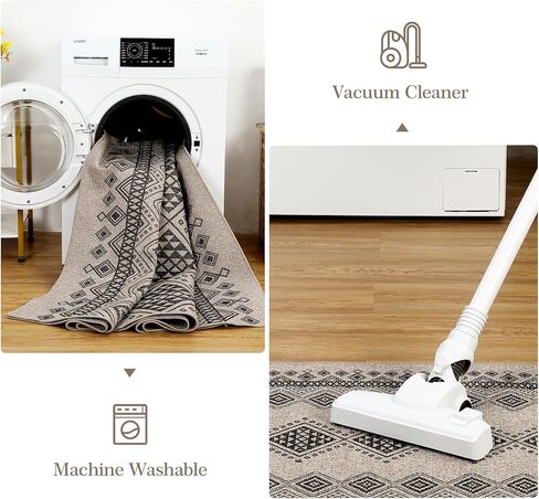 سجادة Haperlare Runner مقاس 2 × 6 سجادة منطقة هندسية بوهو سهلة سجادة الردهة من الجوت غير قابلة للانزلاق سجادة أرضية داخلية قابلة للغسل في الغسالة سجادة منطقة المزرعة للمطبخ وغرفة الغسيل وغرفة الضيوف، القهوة، 2 × 6 أقدام in Kuwait