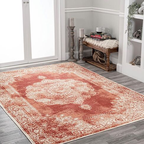 JONATHAN Y MDP403D-8 Rosalia Cottage Medallion سجادة منطقة داخلية عتيقة بوهيمية سهلة التنظيف لغرفة النوم والمطبخ وغرفة المعيشة غير تساقط، 8 قدم × 10 قدم، عاجي in Saudi Arabia