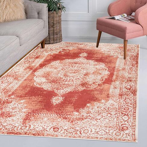 JONATHAN Y MDP403D-8 Rosalia Cottage Medallion سجادة منطقة داخلية عتيقة بوهيمية سهلة التنظيف لغرفة النوم والمطبخ وغرفة المعيشة غير تساقط، 8 قدم × 10 قدم، عاجي in Saudi Arabia