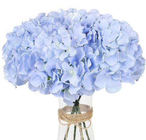 Exoment Silk Hydrangea Heads with Stems,Ivory White Artificial Flower Heads DIY Wedding Centerpiece Home Party Baby Shower Decor (10, Ivory White) in Kuwait