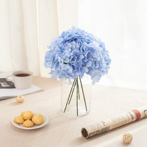 Exoment Silk Hydrangea Heads with Stems,Ivory White Artificial Flower Heads DIY Wedding Centerpiece Home Party Baby Shower Decor (10, Ivory White) in Kuwait