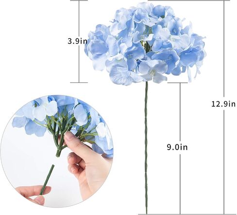 Exoment Silk Hydrangea Heads with Stems,Ivory White Artificial Flower Heads DIY Wedding Centerpiece Home Party Baby Shower Decor (10, Ivory White) in Kuwait