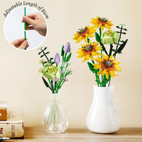 Flowers Bouquet Sets Compatible with Lego, Artificial Flowers Building Kits for Gifts, DIY Bouquet Building Bricks Toy for Adults/Teens(881PCS) in Saudi Arabia