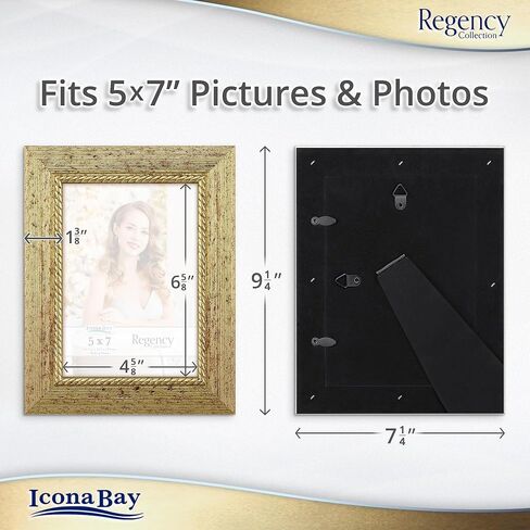 إطارات صور Icona Bay مقاس 5 × 7 (ذهبية، 3 عبوات)، إطارات صور على الطراز الباروكي الفرنسي مقاس 5 × 7، مثبتة على الحائط أو سطح الطاولة، مجموعة ريجنسي in Kuwait