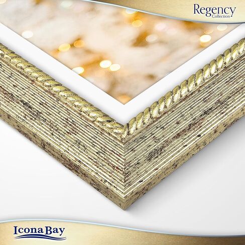 إطارات صور Icona Bay مقاس 5 × 7 (ذهبية، 3 عبوات)، إطارات صور على الطراز الباروكي الفرنسي مقاس 5 × 7، مثبتة على الحائط أو سطح الطاولة، مجموعة ريجنسي in Kuwait