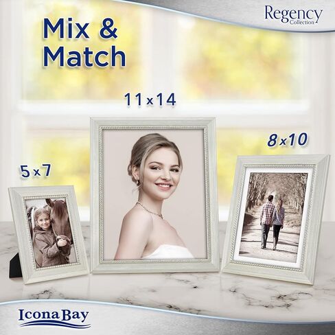 إطارات صور Icona Bay مقاس 5 × 7 (ذهبية، 3 عبوات)، إطارات صور على الطراز الباروكي الفرنسي مقاس 5 × 7، مثبتة على الحائط أو سطح الطاولة، مجموعة ريجنسي in Kuwait