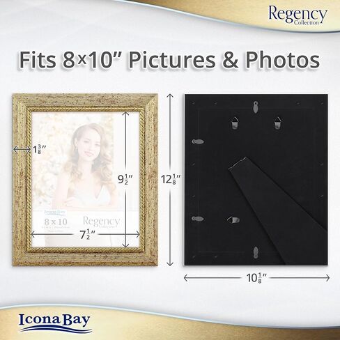 إطارات صور Icona Bay مقاس 5 × 7 (ذهبية، 3 عبوات)، إطارات صور على الطراز الباروكي الفرنسي مقاس 5 × 7، مثبتة على الحائط أو سطح الطاولة، مجموعة ريجنسي in Kuwait