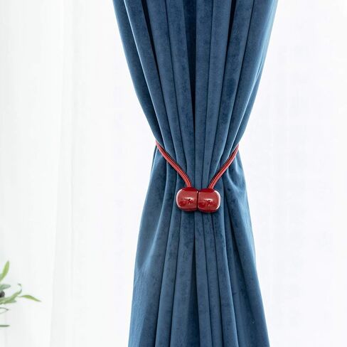 Fullgaden 2 Packs Magnetic Curtain Tiebacks with Unique Wooden Balls,Classic European Window Tie Backs Holders for Home Office Kitchen Sheer Blackout Panels, Black in Kuwait