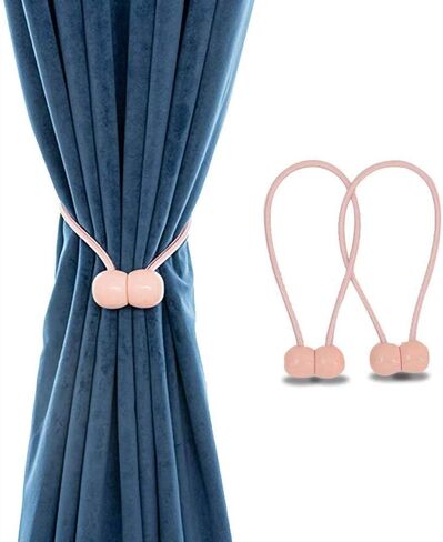 Fullgaden 2 Packs Magnetic Curtain Tiebacks with Unique Wooden Balls,Classic European Window Tie Backs Holders for Home Office Kitchen Sheer Blackout Panels, Black in Kuwait