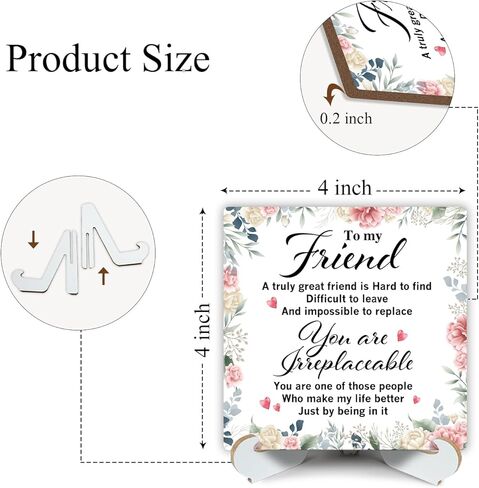 علامة اقتباس إيجابية، لوحة تزيين مكتبية مع دعم خشبي، لوحة خشبية ملهمة لديكور سطح الطاولة والمكتب المنزلي لزملاء العمل وزملاء الدراسة والأصدقاء، لأصدقائي، علامة لا يمكن استبدالها -46 in Kuwait