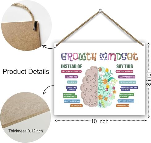 عقلية النمو هدايا عالم النفس المدرسي ديكور الفصول الدراسية الصحة العقلية هدية العلاج مكتب العلاج ديكور خشبي علامة معلقة، جدار الفن للمنزل مستشار مكتب الحضانة دراسة غرفة نوم الباب -47 in Kuwait