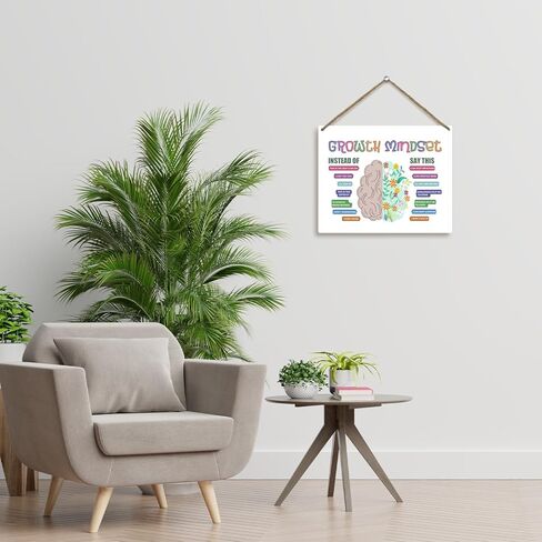 عقلية النمو هدايا عالم النفس المدرسي ديكور الفصول الدراسية الصحة العقلية هدية العلاج مكتب العلاج ديكور خشبي علامة معلقة، جدار الفن للمنزل مستشار مكتب الحضانة دراسة غرفة نوم الباب -47 in Kuwait