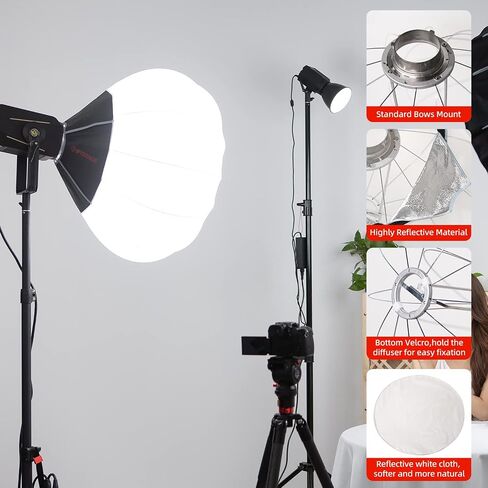 صناديق لينة للإضاءة من IFOOTAGE، طقم إضاءة مستمر LED، لإضاءة تثبيت القوس، صورة أو تصوير المنتج، إطار من سبائك الألومنيوم، حقيبة حمل (25.6 بوصة/65 سم) in Saudi Arabia