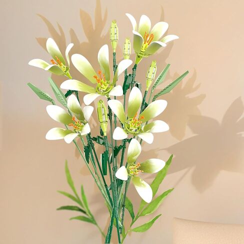 PAN TASY Lily Bouquet Building Set, Artificial Plant Flowers, Home Decor Accessory for Adults, Botanical Collection Gifts for Mother's Day, Birthday, 518 PCS (KK0002) in Saudi Arabia
