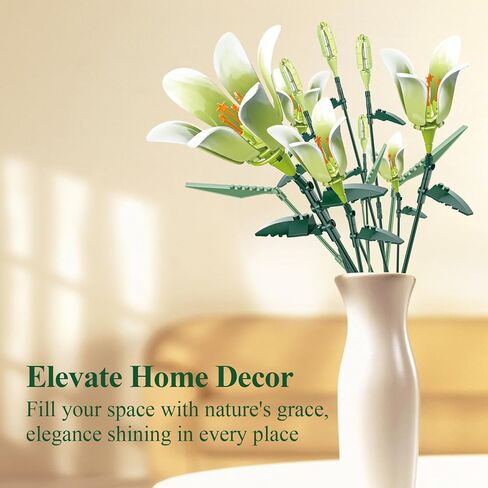 PAN TASY Lily Bouquet Building Set, Artificial Plant Flowers, Home Decor Accessory for Adults, Botanical Collection Gifts for Mother's Day, Birthday, 518 PCS (KK0002) in Saudi Arabia