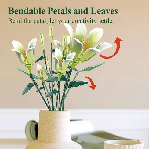 PAN TASY Lily Bouquet Building Set, Artificial Plant Flowers, Home Decor Accessory for Adults, Botanical Collection Gifts for Mother's Day, Birthday, 518 PCS (KK0002) in Saudi Arabia