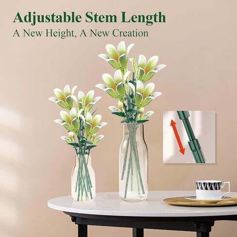 PAN TASY Lily Bouquet Building Set, Artificial Plant Flowers, Home Decor Accessory for Adults, Botanical Collection Gifts for Mother's Day, Birthday, 518 PCS (KK0002) in Saudi Arabia