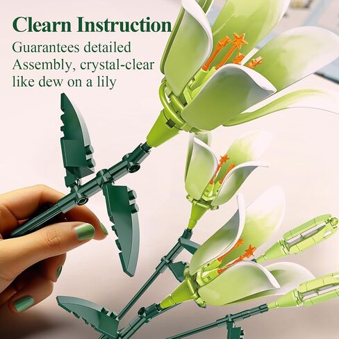 PAN TASY Lily Bouquet Building Set, Artificial Plant Flowers, Home Decor Accessory for Adults, Botanical Collection Gifts for Mother's Day, Birthday, 518 PCS (KK0002) in Saudi Arabia