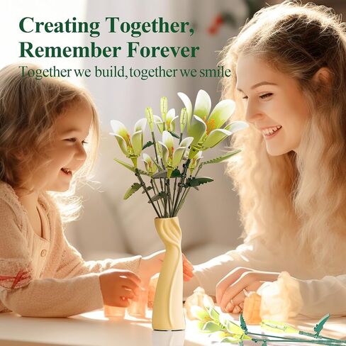 PAN TASY Lily Bouquet Building Set, Artificial Plant Flowers, Home Decor Accessory for Adults, Botanical Collection Gifts for Mother's Day, Birthday, 518 PCS (KK0002) in Saudi Arabia