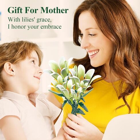 PAN TASY Lily Bouquet Building Set, Artificial Plant Flowers, Home Decor Accessory for Adults, Botanical Collection Gifts for Mother's Day, Birthday, 518 PCS (KK0002) in Saudi Arabia