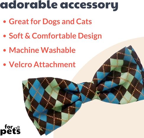 Huxley & Kent Bow Tie for Pets | Teal Argyle (Large) | Bow Tie Collar Attachment | Fun Bow Ties for Dogs & Cats | Cute, Comfortable, and Durable | H&K Bow Tie in Kuwait