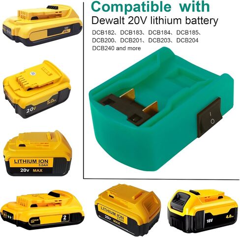 محول شاحن USB GGBOOMGG لبطارية Dewalt 20V، 2 حزمة USB ومنفذ نوع C شحن سريع محولات بطارية أداة الطاقة مع مفتاح أمان للهواتف المحمولة وأجهزة الكمبيوتر المحمولة، إلخ in Saudi Arabia