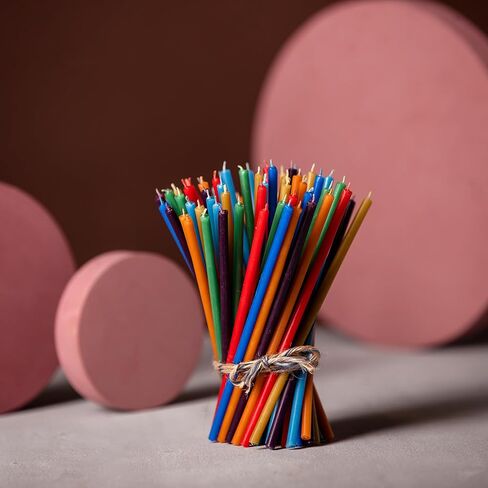 شموع شمع العسل النقي من دانيلوفو - شموع غير قابلة للتنقيط، بدون دخان، طويلة ورقيقة - شموع تزيينية لصلاة الكنيسة، أو الديكور أو شموع عيد الميلاد - شموع معطرة بالعسل - 6.5 بوصة × 0.22 بوصة (4 ألوان، 60 قطعة) in Kuwait