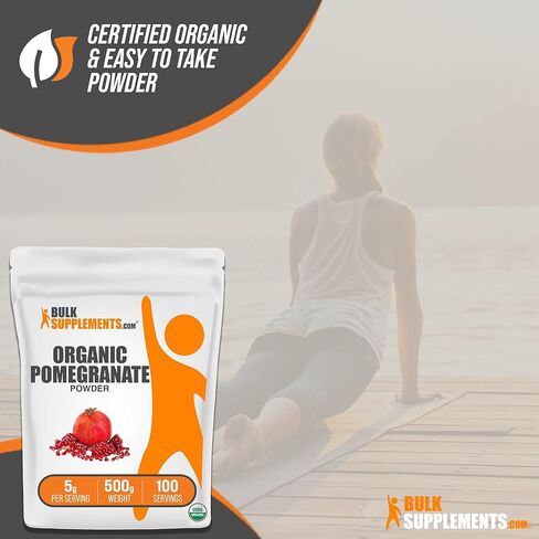 BULKSUPPLEMENTS.COM مسحوق الرمان العضوي - مكمل الرمان لدعم المناعة، مسحوق الرمان العضوي - عضوي، خالي من الغلوتين، وبدون إضافة سكر، 5 جرام لكل وجبة، 250 جرام (8.8 أونصة) in Kuwait