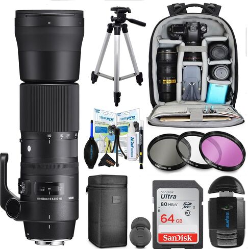 عدسة سيجما 150-600 ملم 5-6.3 معاصرة DG OS HSM لكاميرات Canon مع فلتر حماية 95 ملم + حزمة ملحقات Sunshine Photo Pro... in Saudi Arabia