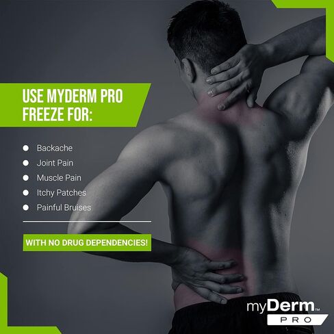 Myderm PRO Freeze Roll-On، 3 أونصة سائلة - قوة إضافية 6٪ مينثول - أسطوانة ICY للمرفقين والمفاصل والعضلات - دعم موضعي بدون استخدام اليدين - صنع في الولايات المتحدة الأمريكية in Kuwait