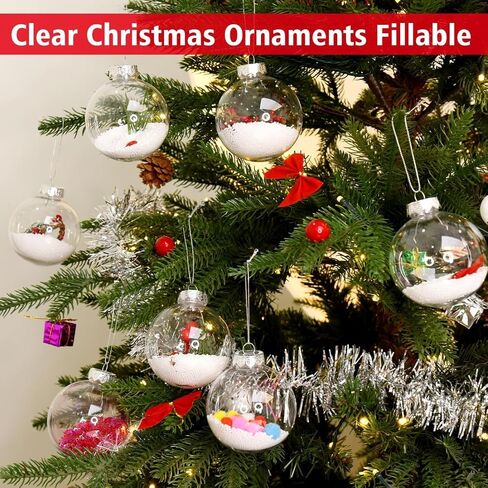 sinocreate 24 حزمة واضحة عيد الميلاد شنقا زخرفة الكرة مع حبل 2.36 بوصة DIY عيد الميلاد الحشو واضحة كرات عيد الميلاد شنقا الحلي لشجرة عيد الميلاد ديكور in Saudi Arabia