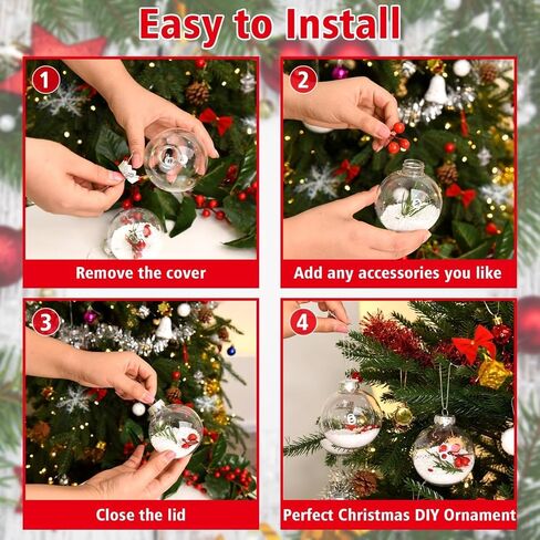 sinocreate 24 حزمة واضحة عيد الميلاد شنقا زخرفة الكرة مع حبل 2.36 بوصة DIY عيد الميلاد الحشو واضحة كرات عيد الميلاد شنقا الحلي لشجرة عيد الميلاد ديكور in Saudi Arabia