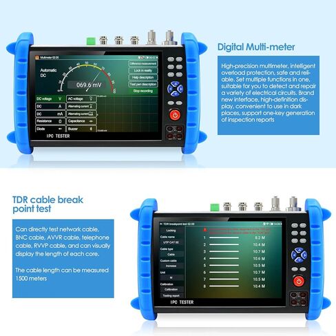 جهاز اختبار كاميرا CCTV من Rsrteng، IPCXS-ACHIMNORTUV، ميزات كاملة، شاشة لمس IPS مقاس 7 بوصة، جهاز اختبار CCTV مع HD-TVI HD-CVI AHD SDI IP، دعم كاميرا DMM OPM VFL TDR، ميزات POE W-I-F-I 4K HDMI in Kuwait