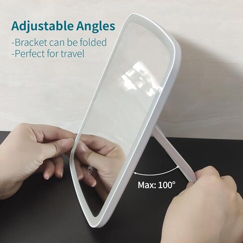 goteud Vanity Mirror with Lights, Makeup Mirror Touch Screen with 3 Color LED Lights Brightness Adjustable Portable USB Rechargeable in Saudi Arabia