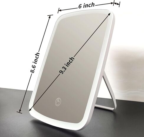 goteud Vanity Mirror with Lights, Makeup Mirror Touch Screen with 3 Color LED Lights Brightness Adjustable Portable USB Rechargeable in Saudi Arabia